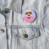 Gepersonaliseerd Naam of Monogram Sock Monkey Girl Ronde Button 5,7 Cm (In situ)