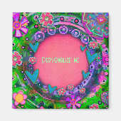 Gepersonaliseerd Naam of Woord Roze Groene Bloem Magneet (Voorkant)