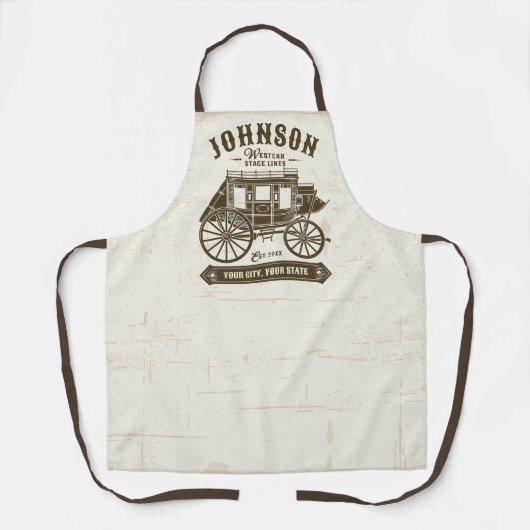 Gepersonaliseerd Naam Oude Western Stagecoach Koet Schort (Voorkant)