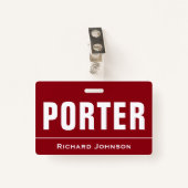 Gepersonaliseerd naam Porter Badge (Voorkant met clip)