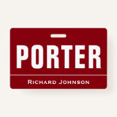 Gepersonaliseerd naam Porter Badge (Achterkant)