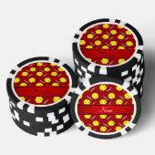 Gepersonaliseerd naam rood softbalpatroon pokerchips (Opstapeling)
