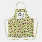 Gepersonaliseerd Naam Rustic Olive & Leaves Patter Schort (Voorkant)
