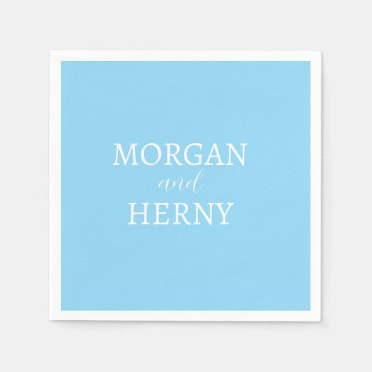 GEPERSONALISEERD NAAM STIJLVOLLE MODERNE BABY BLUE SERVET (Voorkant)