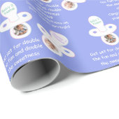 Gepersonaliseerd Naam Tekst en Foto Twin Baby Paci Cadeaupapier (Rol Hoek)