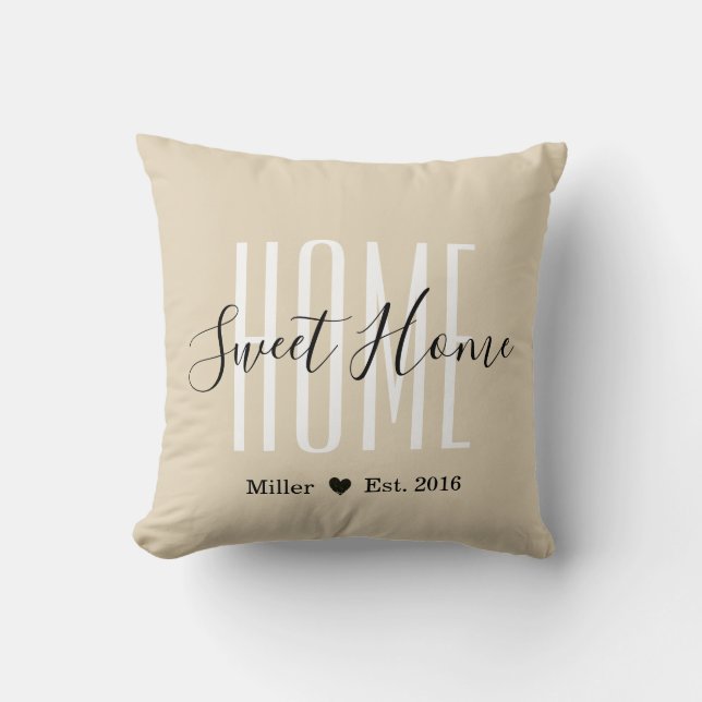 Gepersonaliseerd naam Thuis Sweet Home Farmhouse P Kussen (Voorkant)