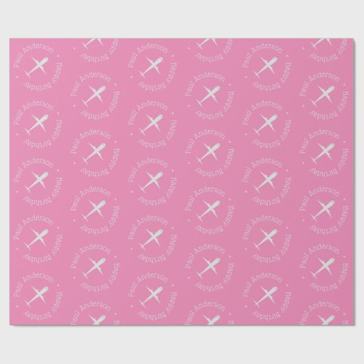 Gepersonaliseerd naam Vliegtuig Kinder Happy Birth Cadeaupapier (Vlak)