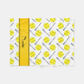 Gepersonaliseerd naam wit softbalpatroon fleece deken (Voorkant (Horizontaal))