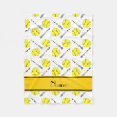 Gepersonaliseerd naam wit softbalpatroon fleece deken (Voorkant)