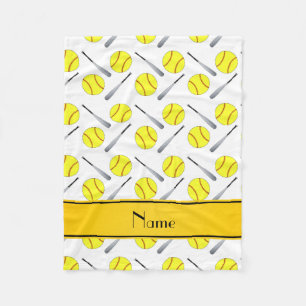 Gepersonaliseerd naam wit softbalpatroon fleece deken