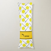 Gepersonaliseerd naam wit softbalpatroon lichaamskussen (Voorkant Verticaal)