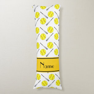 Gepersonaliseerd naam wit softbalpatroon lichaamskussen