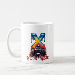 Gepersonaliseerd naam 'X' Mud Splatter Monstrous T Koffiemok