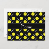 Gepersonaliseerd naam zwart softbalpatroon briefkaart (Voorkant / Achterkant)