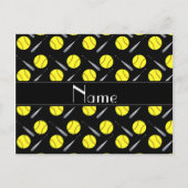 Gepersonaliseerd naam zwart softbalpatroon briefkaart (Voorkant)