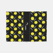 Gepersonaliseerd naam zwart softbalpatroon fleece deken (Voorkant (Horizontaal))