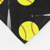 Gepersonaliseerd naam zwart softbalpatroon fleece deken (Hoek)