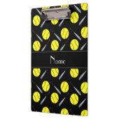 Gepersonaliseerd naam zwart softbalpatroon klembord (Links)