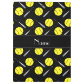 Gepersonaliseerd naam zwart softbalpatroon klembord (Achterkant)