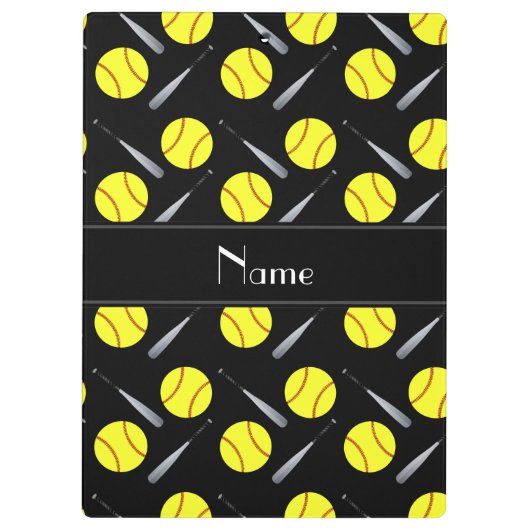 Gepersonaliseerd naam zwart softbalpatroon klembord (Achterkant)