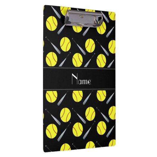 Gepersonaliseerd naam zwart softbalpatroon klembord (Rechts)