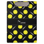 Gepersonaliseerd naam zwart softbalpatroon klembord (Voorkant)