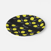 Gepersonaliseerd naam zwart softbalpatroon papieren bordje (Gekanteld)