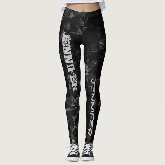 Gepersonaliseerd naam zwarte Leggings (Voorkant)