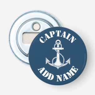 Gepersonaliseerd naamanker van de kapitein button flesopener