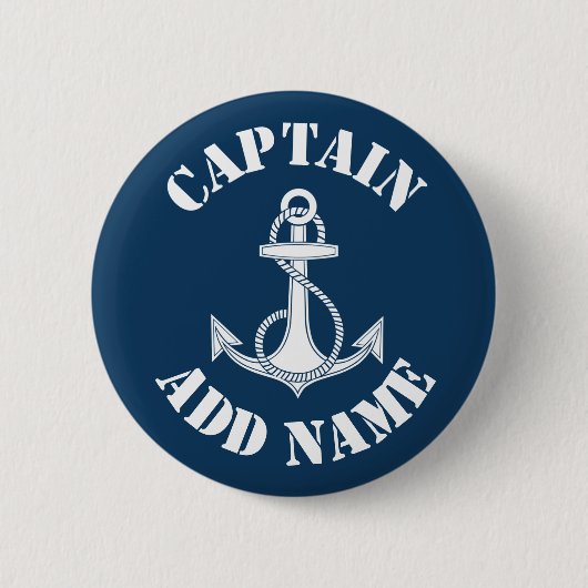 Gepersonaliseerd naamanker van de kapitein ronde button 5,7 cm (Voorkant)