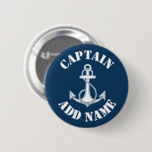 Gepersonaliseerd naamanker van de kapitein ronde button 5,7 cm (Voorkant /achterkant)