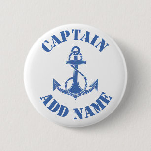 Gepersonaliseerd naamanker van de kapitein ronde button 5,7 cm