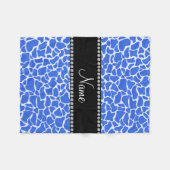 Gepersonaliseerd naamblauwe giraffe patroon fleece deken (Voorkant (Horizontaal))
