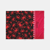 Gepersonaliseerd naampatroon zwarte rode krab fleece deken (Voorkant (Horizontaal))