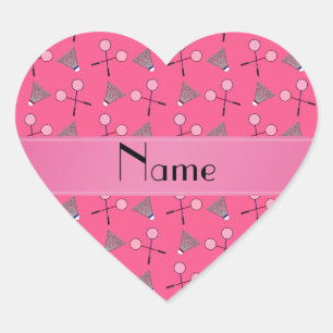 Gepersonaliseerd naamroze badmintonpatroon hart sticker