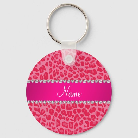 Gepersonaliseerd naamroze luipspatroon sleutelhanger (Voorkant)