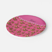 Gepersonaliseerd naamroze slothepatroon papieren bordje (Gekanteld)