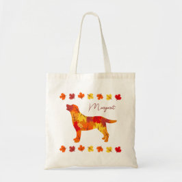 Gepersonaliseerd najaar bladeren Labrador Silhouet Tote Bag