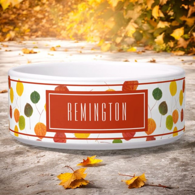 Gepersonaliseerd najaar van Aspen laat patroonplaa Voerbakje (front pet bowl template)