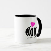 Gepersonaliseerd "Nancy" in zwart-wit, roze harten Mok (Voorkant rechts)