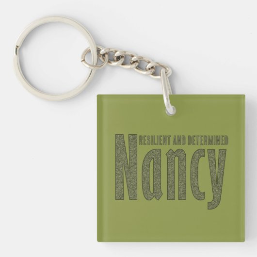 Gepersonaliseerd "Nancy" Naam Dark Army Green Camo Sleutelhanger (Voorkant)