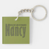 Gepersonaliseerd "Nancy" Naam Dark Army Green Camo Sleutelhanger (Achterkant)