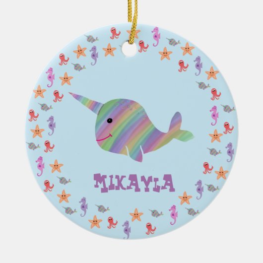 Gepersonaliseerd Narhwal Ornament (Voorkant)