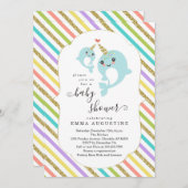 Gepersonaliseerd Narwhal met Baby shower Unisex Kaart (Voorkant / Achterkant)