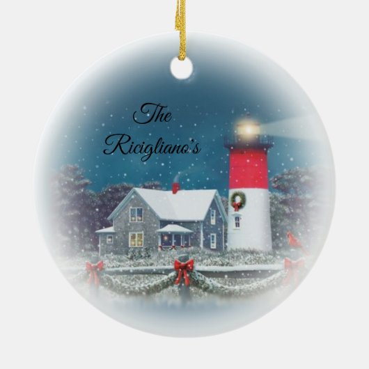 Gepersonaliseerd Nauset Ceramic Lighthouse Ornamen Keramisch Ornament (Achterkant)