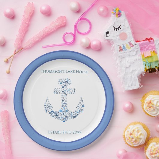 Gepersonaliseerd Nautical Anchor Papieren Bordje (Feest)