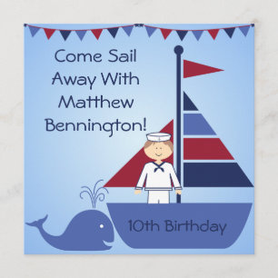 Gepersonaliseerd Nautical Birthday Invites Kaart