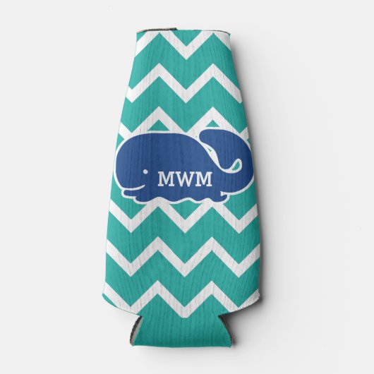 Gepersonaliseerd Nautical Blue Whale Chevron patro Flesjeskoeler (Voorkant)