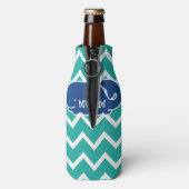 Gepersonaliseerd Nautical Blue Whale Chevron patro Flesjeskoeler (Fles Achterkant)