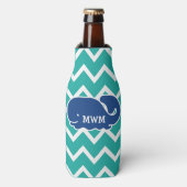 Gepersonaliseerd Nautical Blue Whale Chevron patro Flesjeskoeler (Fles Voorkant)